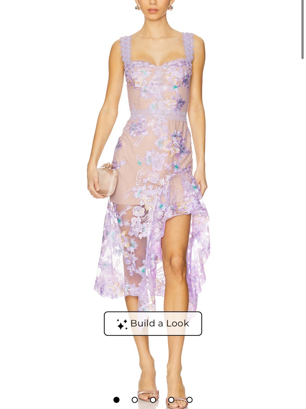 Bronx and Banco Lavender Floral Lace High-Low Dress Eva